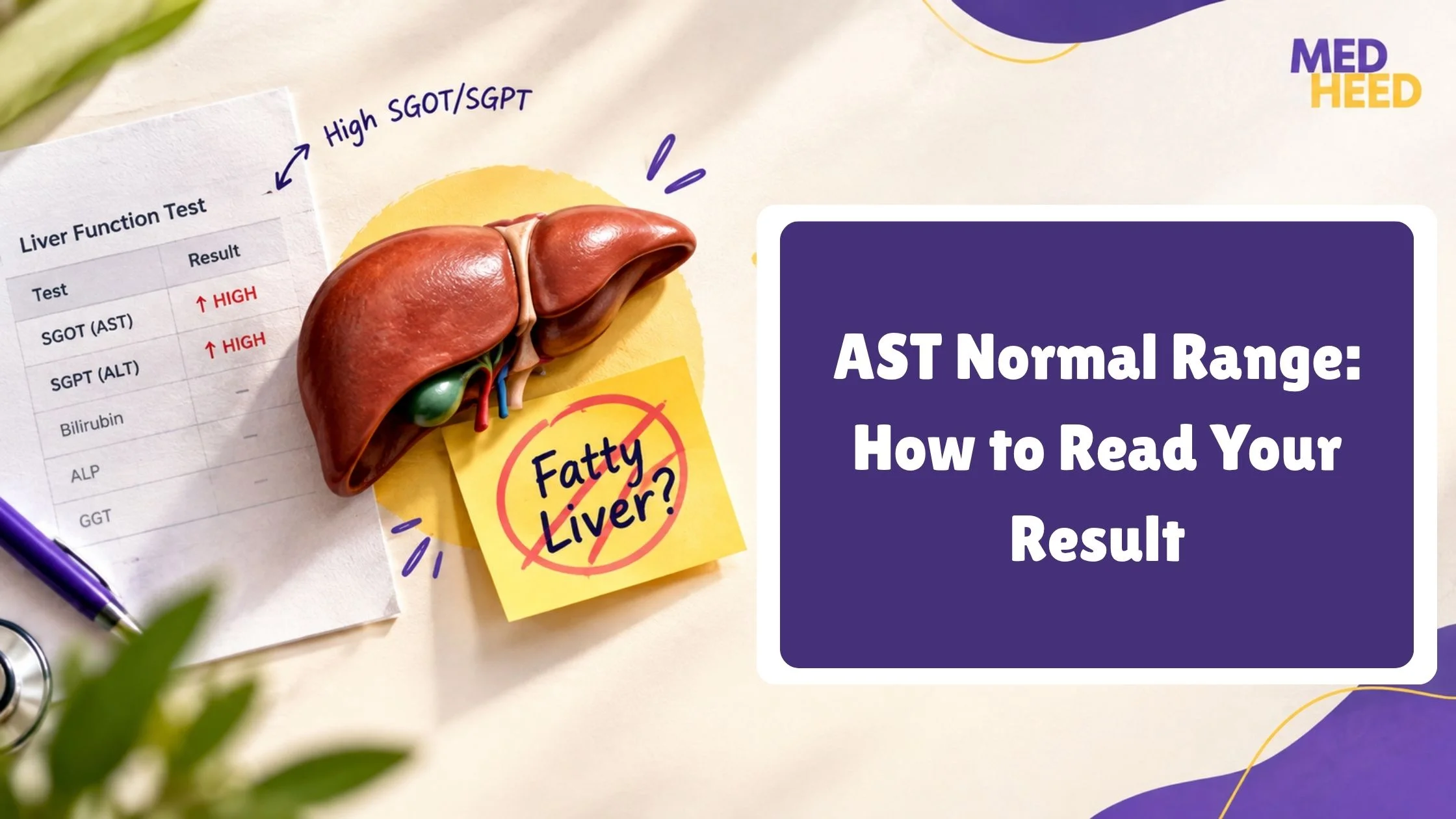 AST normal range explained simply. Learn what your SGOT result means, what causes high AST, and when to investigate further.